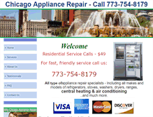 Tablet Screenshot of chicagoappliancerepairchicago.com
